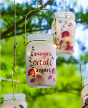 Load image into Gallery viewer, Mason Jar with String Lights Imagine Create Inspire
