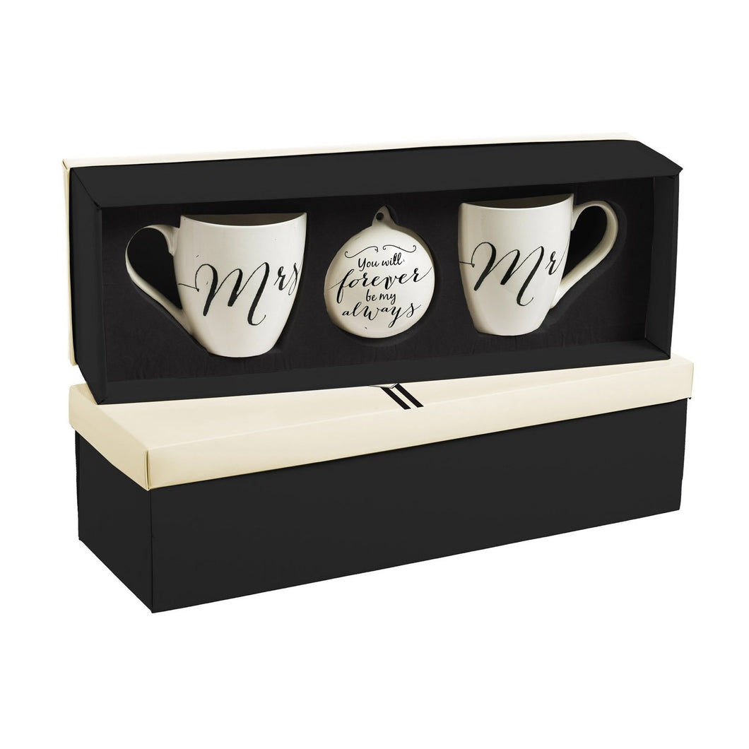 Mr & Mrs Cup O' Java & Ornament Wedding Gift Set