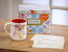 Load image into Gallery viewer, STELLA Cup &amp; Recipe Tin Set Watercolor Floral
