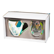 Load image into Gallery viewer, ARIA Cup &amp; Stemless Wine Glass Set You Got This, You&#39;re Best Shot
