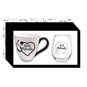 Before & After Patients Cup & Stemless Wine Glass Set