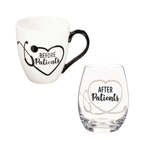 Before & After Patients Cup & Stemless Wine Glass Set