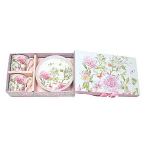 Peony Garden Espresso Cups & Saucers Set