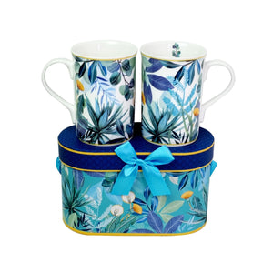 Botanique Bleu Couple Mugs