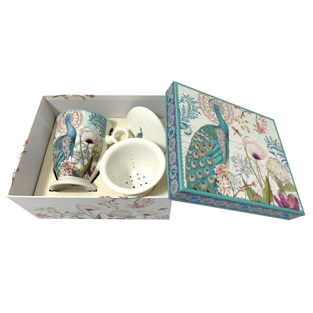 Resplendent Peacock Tapered Mug Tea Set