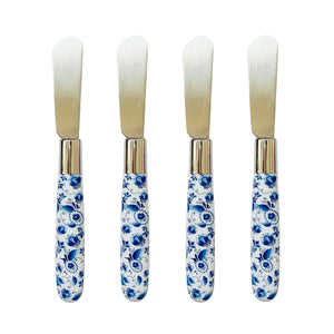 PETIT Set of 4 Spreader Knives Blue Flowers
