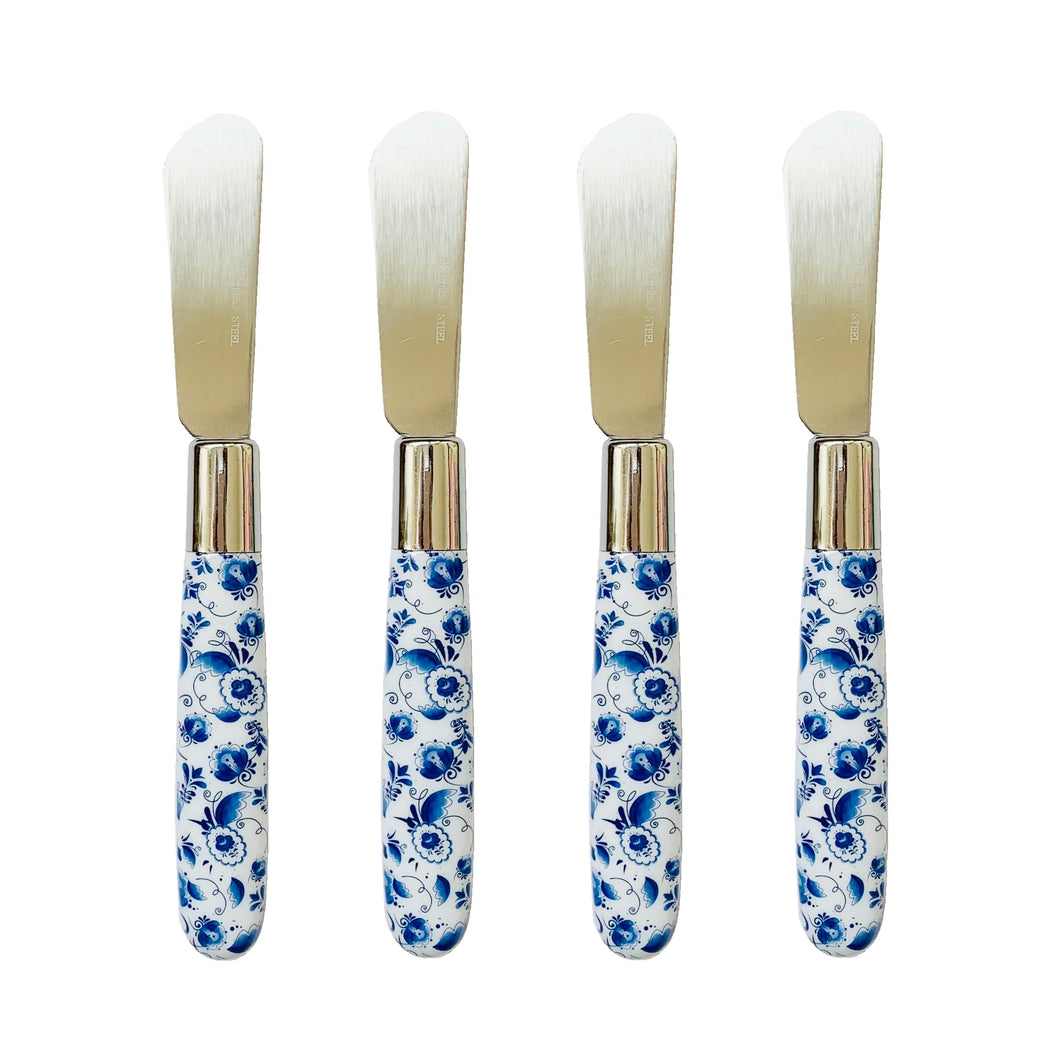 PETIT Set of 4 Spreader Knives Blue Flowers