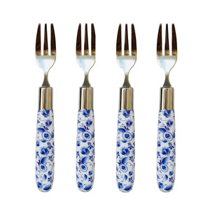 PETIT Set of 4 Dessert Forks Blue Flowers