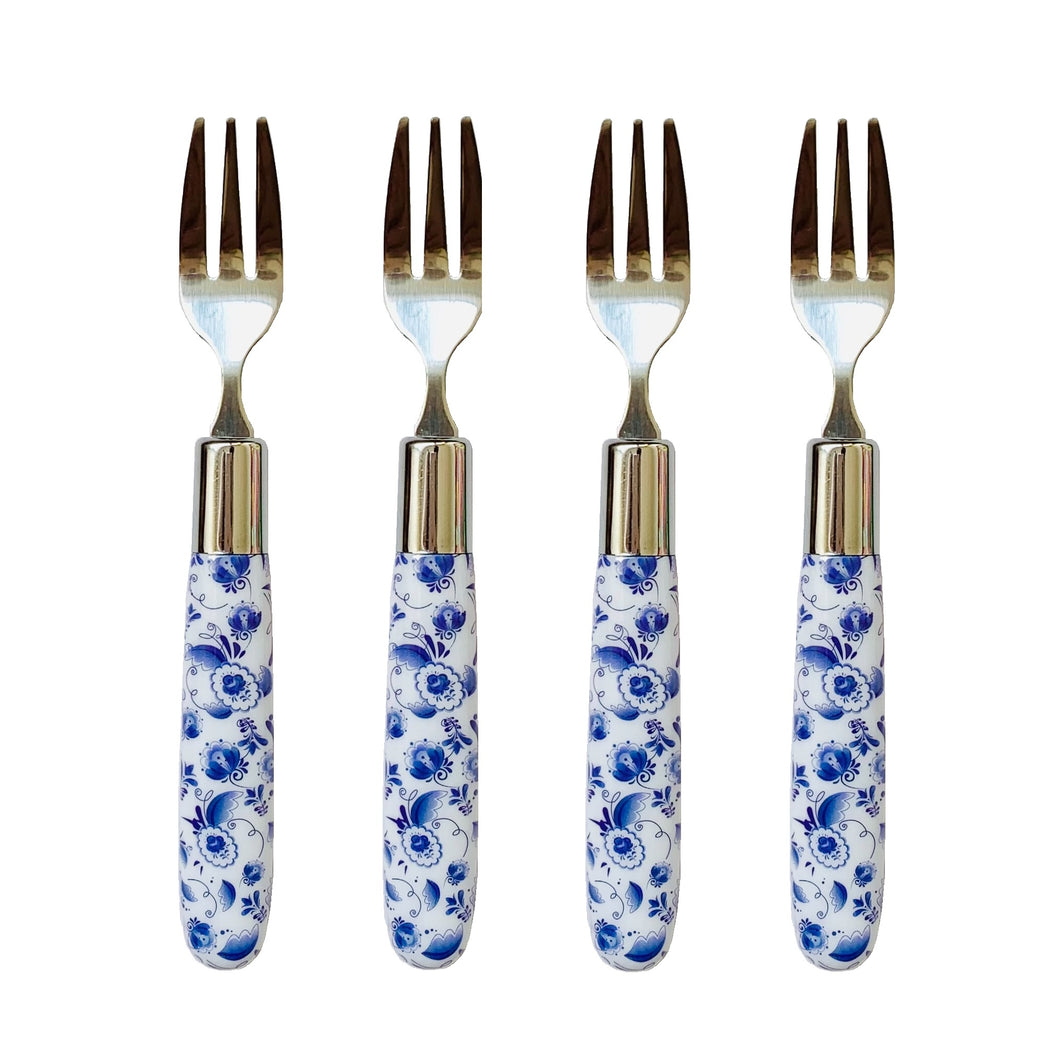 PETIT Set of 4 Dessert Forks Blue Flowers