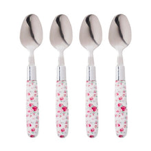 Load image into Gallery viewer, PETIT Set of 4 Teaspoons Pink Flowers
